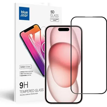 Blue Star ochranné sklo na displej Apple Iphone 15 , 5D Full Cover s rámečkem , černé