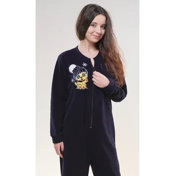 Dámské pyžamo Vienetta Dámský overal Tygřík Barva: Modrá - tmavě, Velikost: S