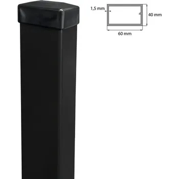 Plotový sloupek Sloupek 60x40mm ZnPVC 2200mm se záhybem, černá matná