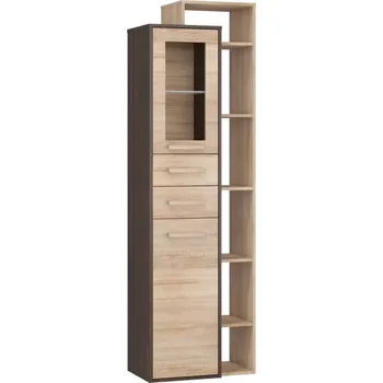 police Vitrína DORINDA typ 2 pravá, dub sonoma tmavý/dub sonoma, 5 let záruka + vyzvednutí ZDARMA