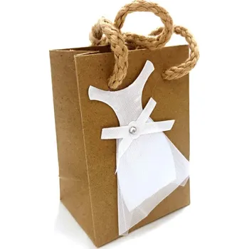 Party dekorace Papírová kraftová taška natural pro nevěstu - 10x7 cm