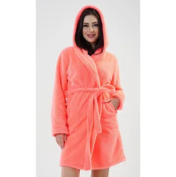 Dámský župan Vienetta Dámský župan krátký s kapucí Grepfruit Barva: Růžová, Velikost: M