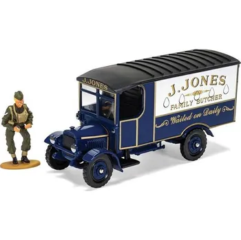 autíčko Corgi Toys Thornycroft Van + Mr Jones - Dads Army 1:50 - CORGI Thornycroft Van s figurkou Mr. Jonese z filmu Dads Army - kovový model auta
