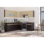 Rohová kuchyně BELISA 220x210, dub wenge/rijeka světlá + PROVĚŘENO zákazníky + vyzvednutí ZDARMA