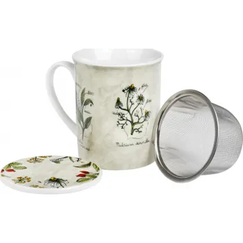 Porcelánový hrnek s nerez sítkem a pokličkou - Herbs Botanica 0,25 l, OXALIS