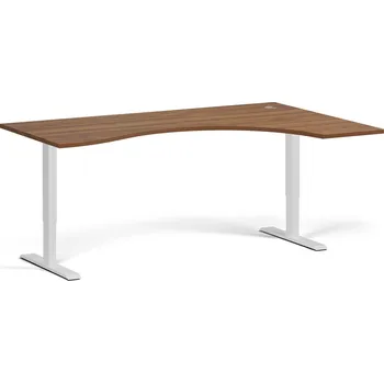 Psací stůl B2B Partner Ergonomický výškově nastavitelný stůl, 180x120 cm, 1 motor, L/P, bílá podnož, ořech
