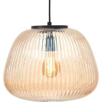 Brilliant Závěsná lampa Kaizen, Ø 35 cm, jantarová barva, sklo jantarová, matná černá 1 x 25 W - Doprava zdarma