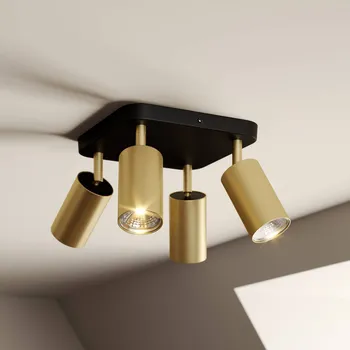 Lampička Euluna Stropní světlo Eye bodovka čtyřramenná, černá/mosaz černá, matná mosaz 4 x 10 W LED - Doprava zdarma