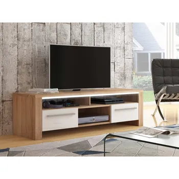 Televizní stolek Televizní stolek RIVERTON, dub sonoma/bílý lesk, 5 let záruka + vyzvednutí ZDARMA