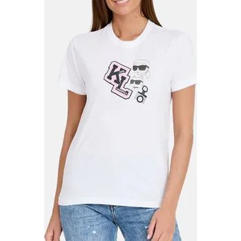 Dámské tričko Dámské bílé triko Karl Lagerfeld - Velikost M, Barva Bílá 55869 240w1727