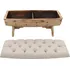 Úložná lavice z masivního dřeva a tkaniny 103 x 51 x 44 cm krémová