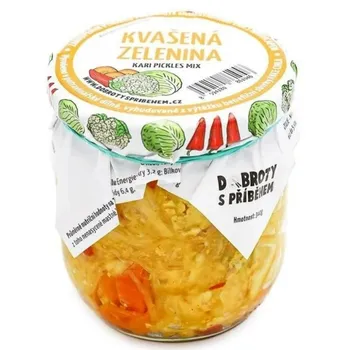 konzervovaná zelenina DOBROTY S PŘÍBĚHEM Kvašená zelenina 340 g květák/zelí/mrkev/paprika/ředkev na kari