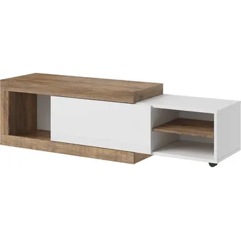 Konferenční stolek SPIRALIS výsuvný konferenční stolek, dub samdal/bílý lesk + vyzvednutí ZDARMA