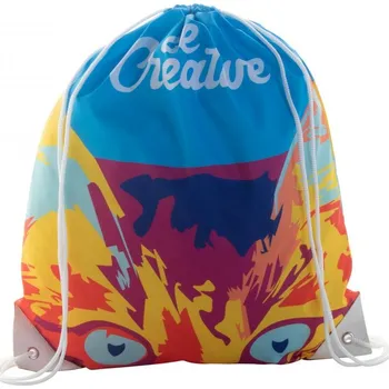 Reklamní CreaDraw Plus vak na stahování šňůrkou na zakázku, bílá