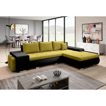 Sedací souprava Rohová rozkládací sedačka COLORITO MINI T 5, žlutá/černá +možnost VÝNOSU + vyzvednutí ZDARMA