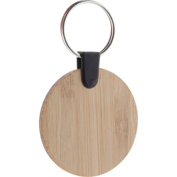 Reklamní Bambry kulatý přívěšek na klíče z bambusu, přírodní