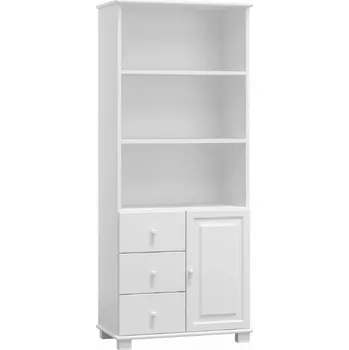 police Knihovna TRAST 2, masiv borovice, moření: bílá + vyzvednutí ZDARMA