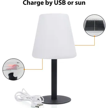 Venkovní osvětlení Smartwares Solární stolní lampa LED OSL-50012 s dobíjecí baterií a kabelem USB - Délka kabelu USB 100 cm černá, bílá 1 x 0,1 W LED - Doprava zdarma