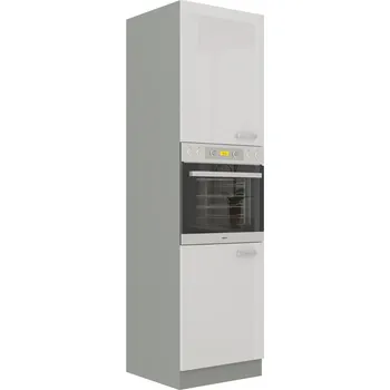 Kuchyňská linka HARLOW, skříňka vysoká 60 DP-210 2F, šedá / bílý lesk + vyzvednutí ZDARMA