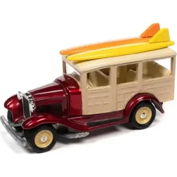 autíčko Ford Model A Woody 1931 červená 1:64 - Johnny Lightning Ford Woody - kovový model auta