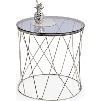 Konferenční stolek Odkládací stolek ZIGOTI, kouřové sklo/chrom + vyzvednutí ZDARMA