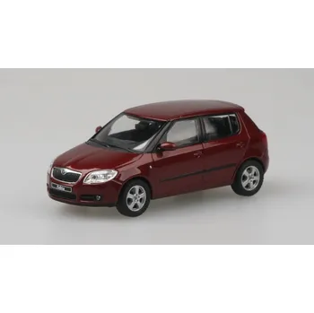 Škoda Fabia 2 Červená Flamenco 1:43 - Speciální edice s nálepkami Škoda Fabia II - kovový model auta
