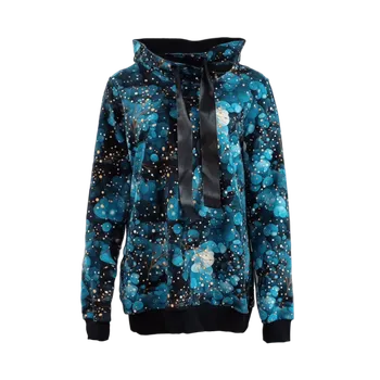 Dámská mikina Dámská mikina s kapucí Větvičky na modré S