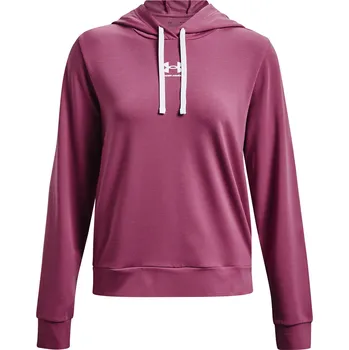Dámské oblečení Dámské Tričko s dlouhým rukávem UNDER ARMOUR RIVAL TERRY HOODIE 1369855-669 – Růžová S