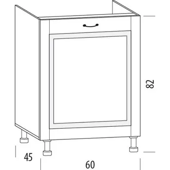 Kuchyňská linka SNOW, dolní skříňka dřezová 60HM/1D, korpus bílý, dvířka šedé MDF + vyzvednutí ZDARMA