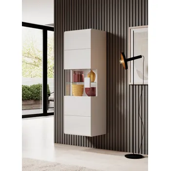 police HAMAL závěsná vitrína, bílá/bílý lesk + vyzvednutí ZDARMA