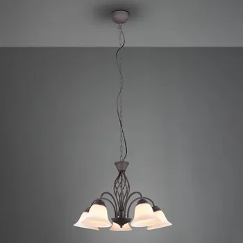 Trio Lighting Závěsné světlo Rustica, rezavá, pět zdrojů - baldachýn - Ø 10,5 cm, výška 6 cm; stínidla - výška 11 cm, Ø 15,5 cm rezavá, bílá 5 x 40 W - Doprava zdarma