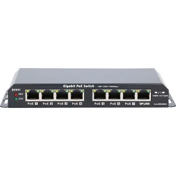 Switch Extralink KRATOS | Switch PoE | 7x Gigabit PoE, 1x Uplink RJ45, Zdroj napájení 24V 2.5A, Moc 60W