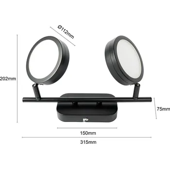 Lampička Lindby reflektor Neros, černý, 2 světla, 31,5 cm, CCT, železo - Stínidlo - Ø 11,2 cm, výška 2,5 cm; stropní držák - délka 15 cm, šířka 7,5 cm, výška 2,5 cm černá 2 x 6 W LED - Doprava zdarma