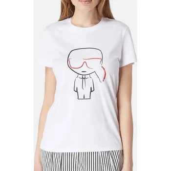 Dámské bílé triko Karl Lagerfeld - Velikost M, Barva Bílá 55808 201W1738