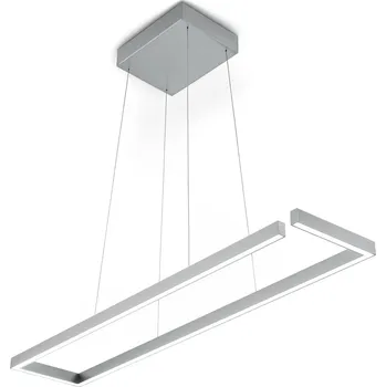 Knapstein Závěsné svítidlo LED Marisa-100, matný nikl, 100 x 20 cm - Stříška - délka 25 cm, šířka 19 cm, výška 5,5 cm LED 111 W celkem - Doprava zdarma