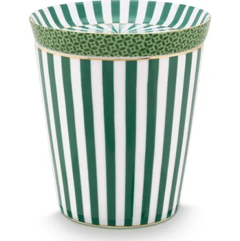 Pip Studio hrnek bez ucha Royal Stripes s čajovým talířkem zelený