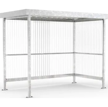 Přístřešek na auto Přístřešek pro kuřáky, zadní a jedná boční stěna z vlnitého PVC, střecha - trapezový plech, v x š x h: 2360x2960x1580 mm