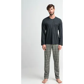 Pánské pyžamo Vamp - Pohodlné dvoudílné pánské pyžamo 15955 - Vamp XXL Zelená