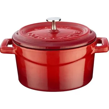 Hrnec Litinový mini hrnec kulatý 10 cm - červený