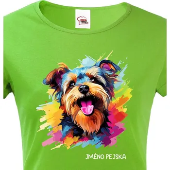 Dámské tričko Dámské tričko Jorkšírský teriér, Barva Zelená, Velikost 2XL, Canvas Dámské tričko s krátkým rukávem 2643