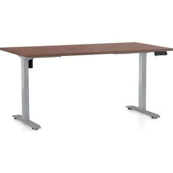 Psací stůl Výškově nastavitelný stůl OfficeTech B, 160 x 80 cm, šedá podnož, ořech