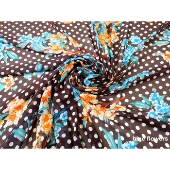 Šifon s potiskem Barva: Blue flowers