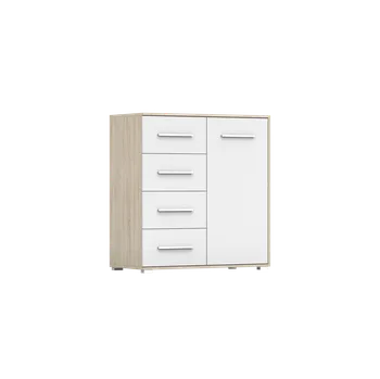 Komoda IDZ Komoda FRIDA MINI 1D4S 01, 90 cm Bílá / Dub Sonoma