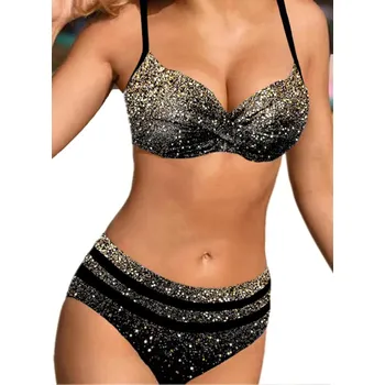 Dámské plavky Dámské plavky s vyšším pasem Plus Size (XS-6XL) Barva: gold, Velikost: S