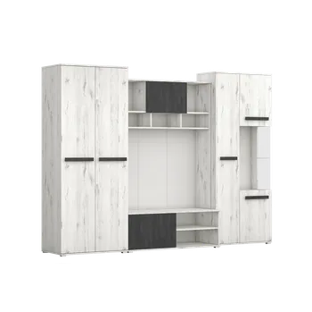 Obývací stěna IDZ Obývací stěna VIVA, 280 cm Dub bílý / Černá borovice