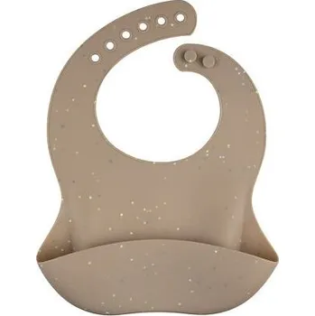 Bryndák Canpol babies Silikonový bryndák s kapsou DOTS béžový