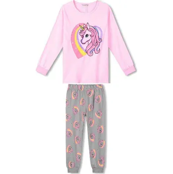 Dívčí pyžamo DÍVČÍ BAVLNĚNÉ PYŽAMO S JEDNOROŽCEM KUGO Barva: Světle růžová, Velikost: 98