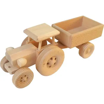 Dřevěná hračka Dřevotéka Dřevěný traktor s vlečkou JOHN Dřevěný traktor s vlečkou JOHN