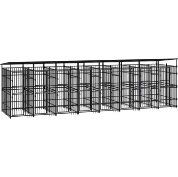 klec pro psa vidaXL Venkovní psí kotec se střechou ocel 14,75 m² [3097953]