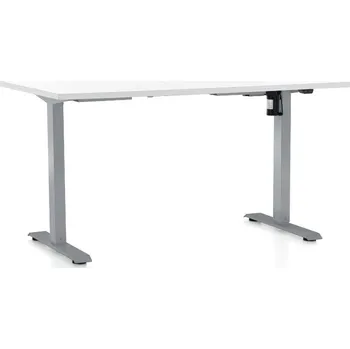 Psací stůl Výškově nastavitelný stůl OfficeTech A, 140 x 80 cm, šedá podnož, bílá